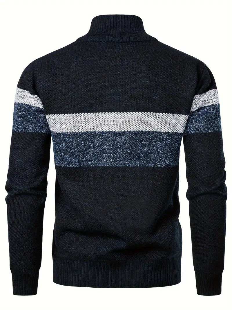 Men's Half Zip Sweater - Modern Knitted Design 3