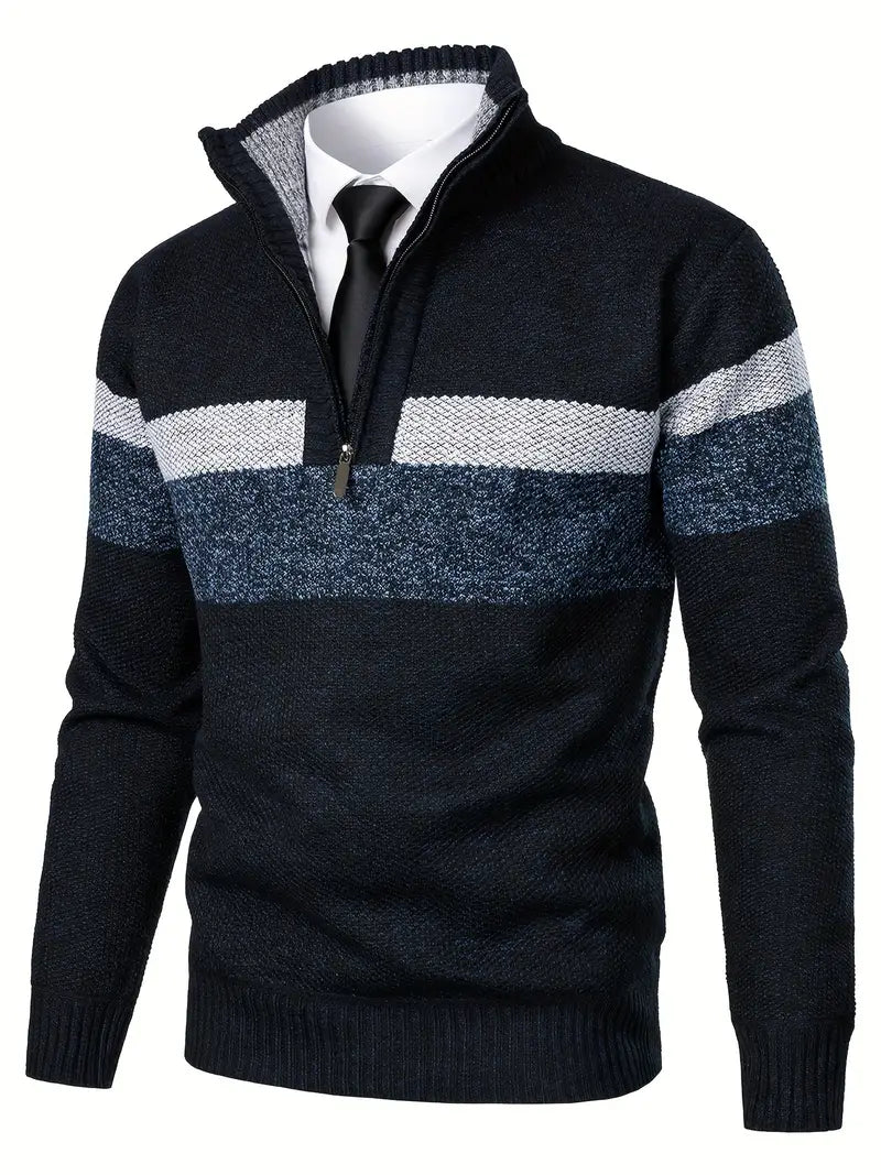 Men's Half Zip Sweater - Modern Knitted Design 4