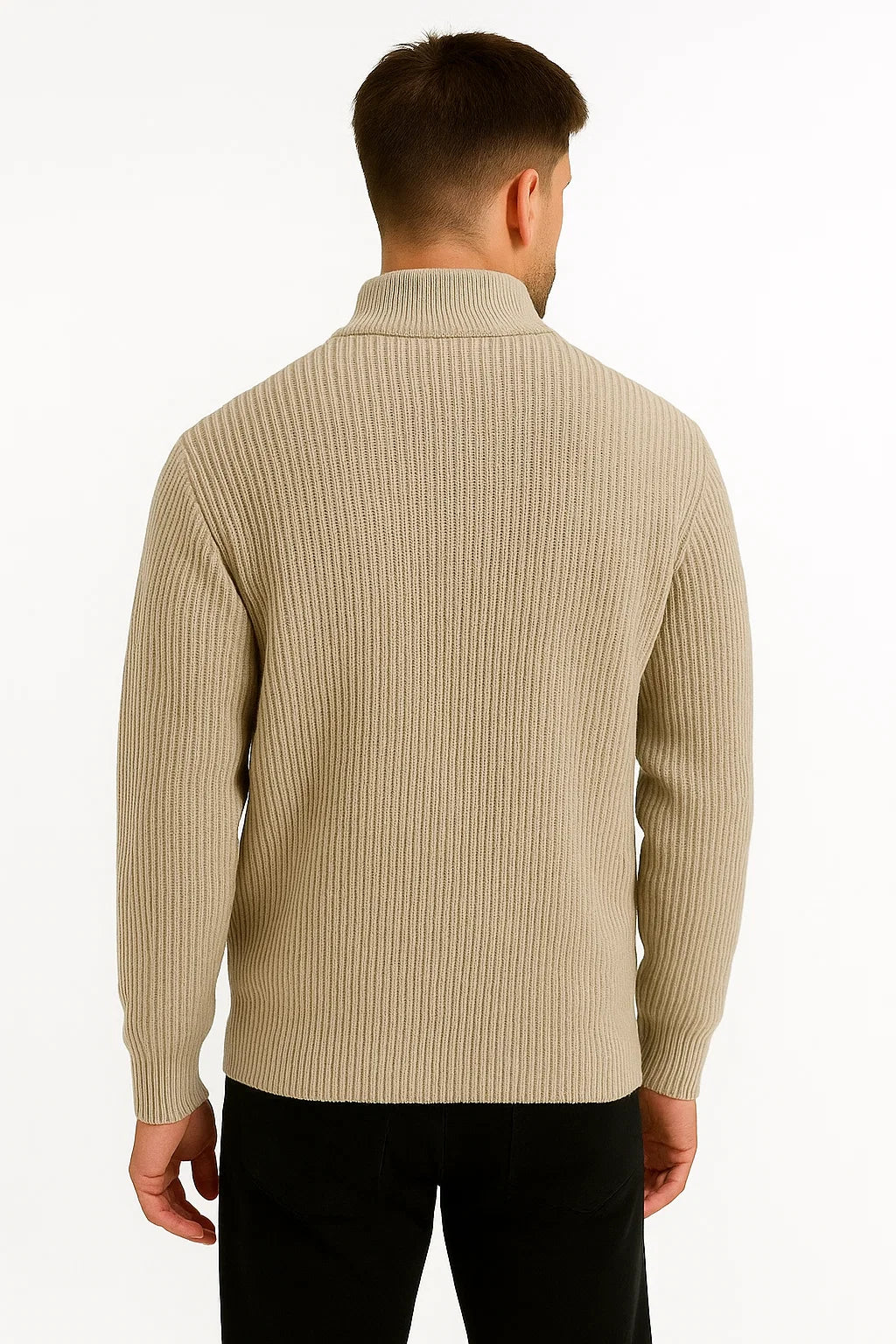 Men's Half Zip Sweater with Knitted Pattern 4