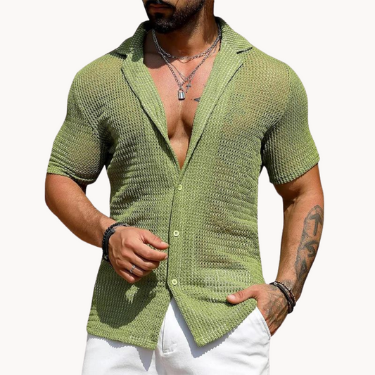 Men's Hollow Knit Short Sleeve Shirt 0