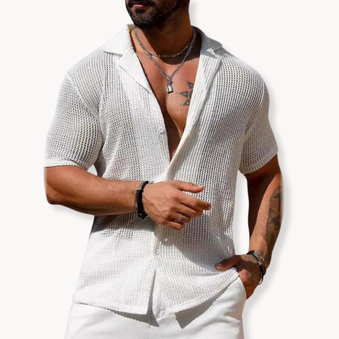 Men's Hollow Knit Short Sleeve Shirt 2