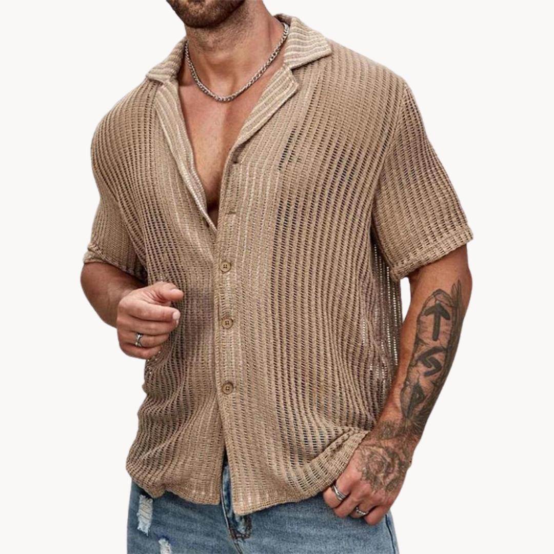 Men's Hollow Knit Short Sleeve Shirt 3
