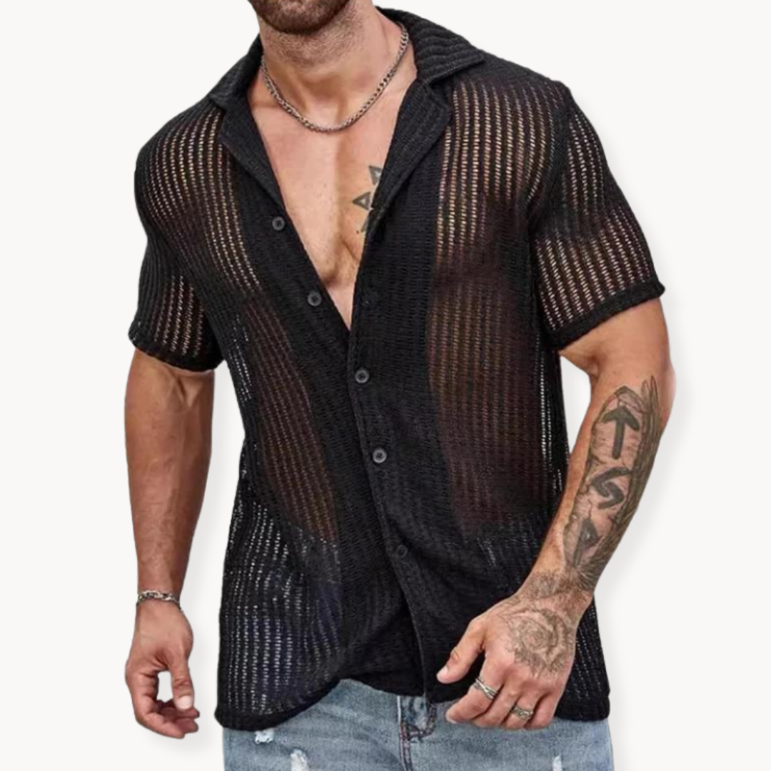 Men's Hollow Knit Short Sleeve Shirt 4