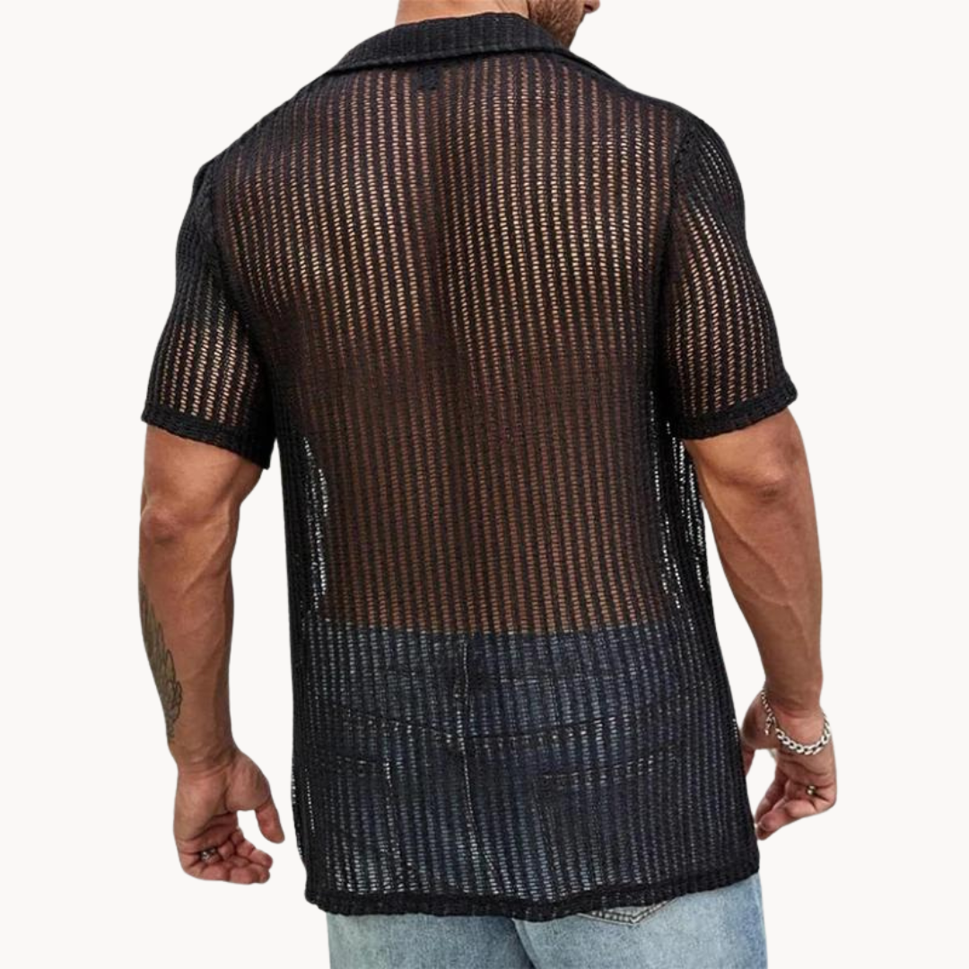 Men's Hollow Knit Short Sleeve Shirt 5