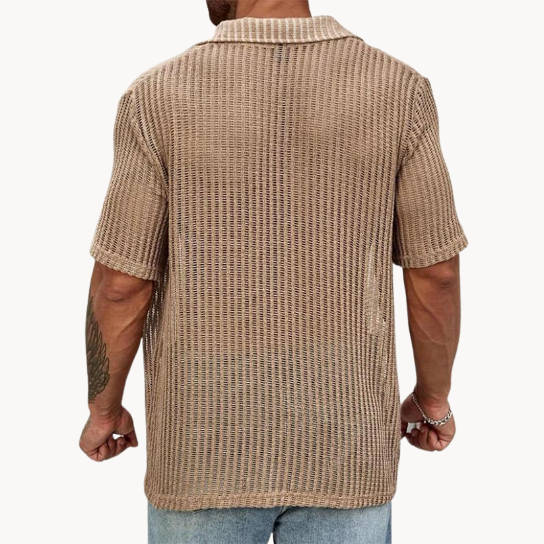 Men's Hollow Knit Short Sleeve Shirt 6