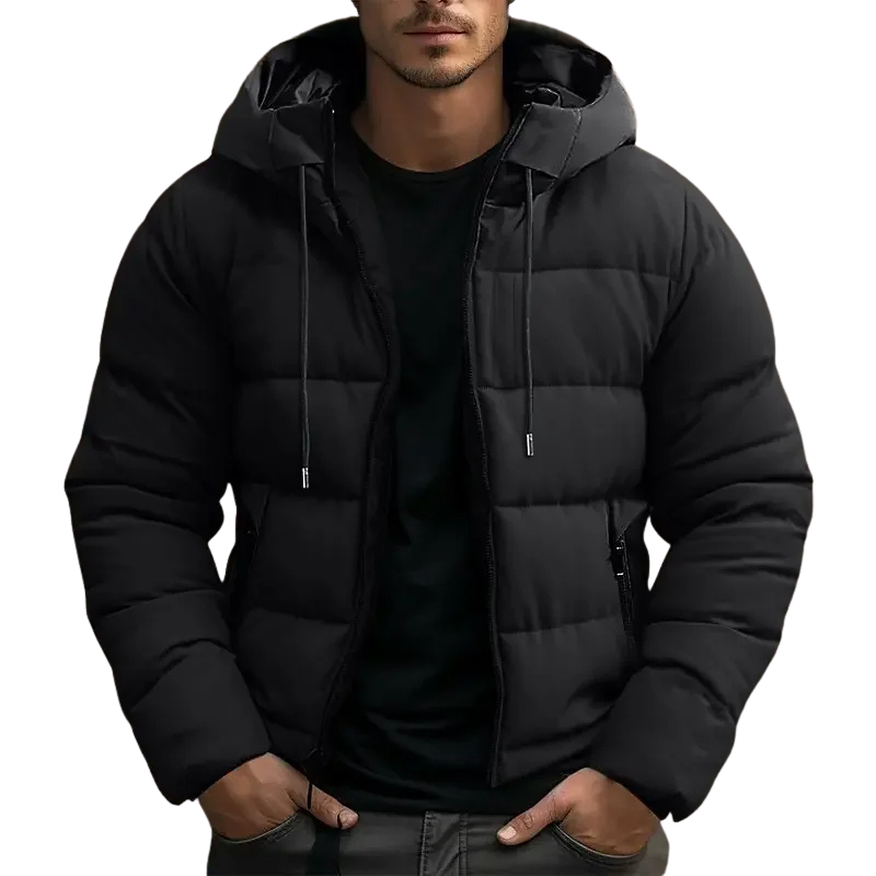 Men's Hooded Puffer Jacket with Zipper Pockets 2