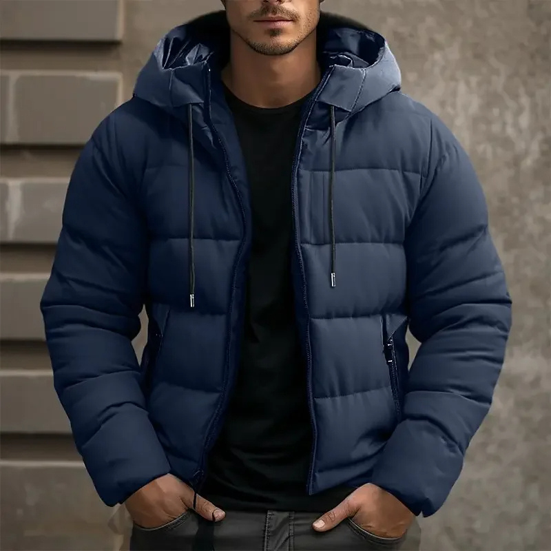 Men's Hooded Puffer Jacket with Zipper Pockets 5