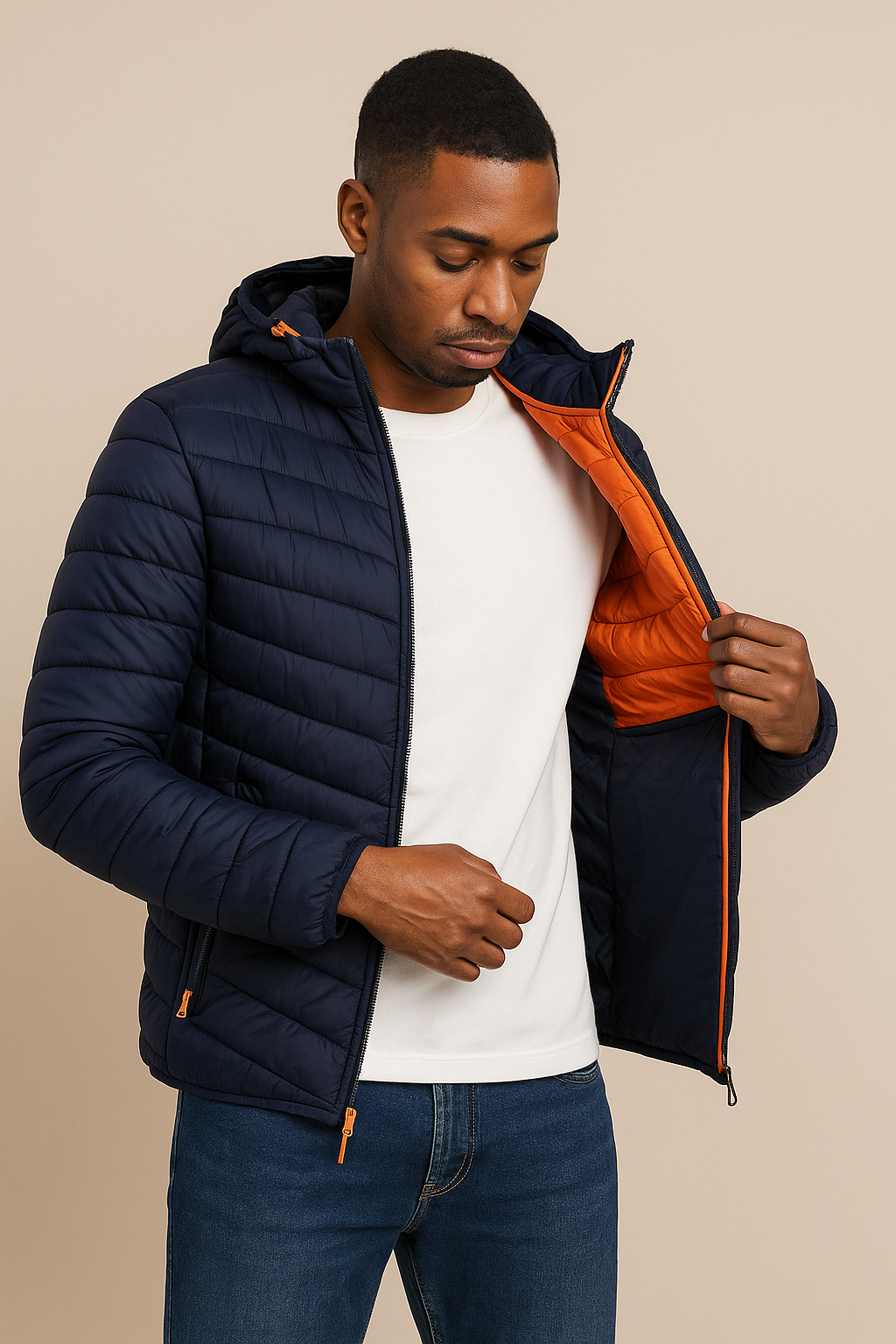 Men's Hooded Quilted Puffer Jacket for Winter 2