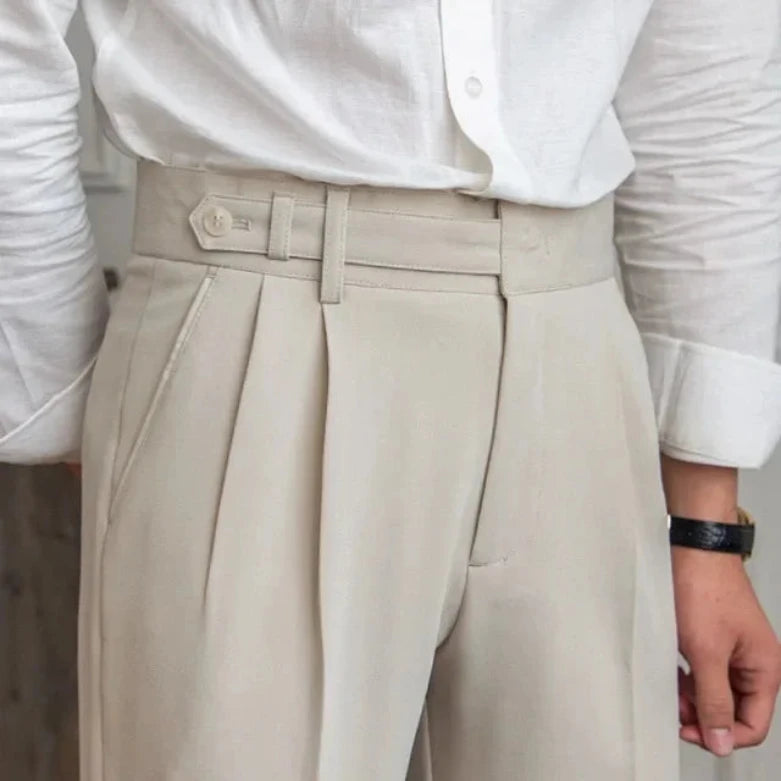 Men's Houndstooth Trousers with Double Pleats and Straight Fit 1