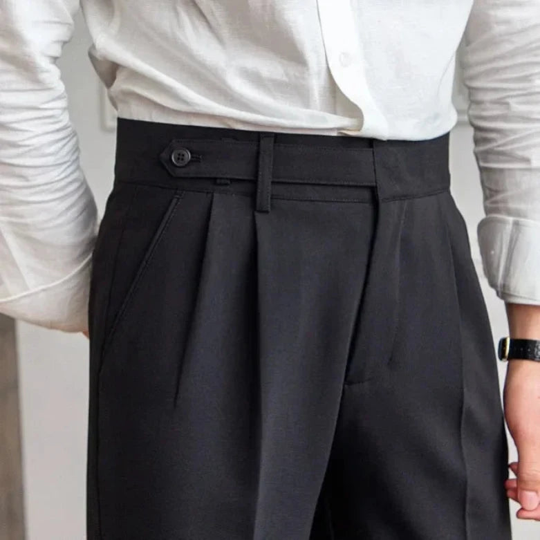 Men's Houndstooth Trousers with Double Pleats and Straight Fit 2