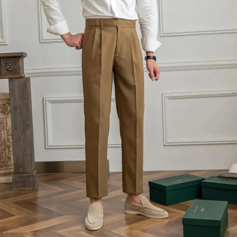Men's Houndstooth Trousers with Double Pleats and Straight Fit 3