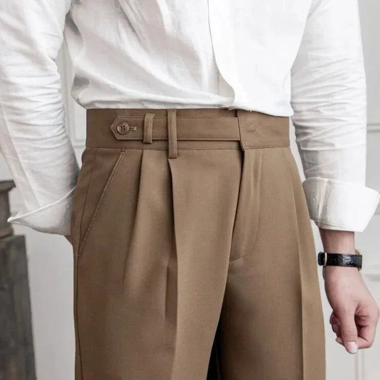 Men's Houndstooth Trousers with Double Pleats and Straight Fit 4