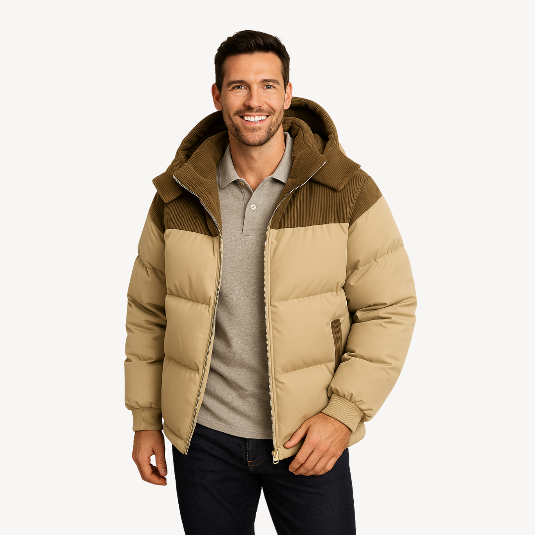 Men's Insulated Winter Jacket with Cord Hood 1