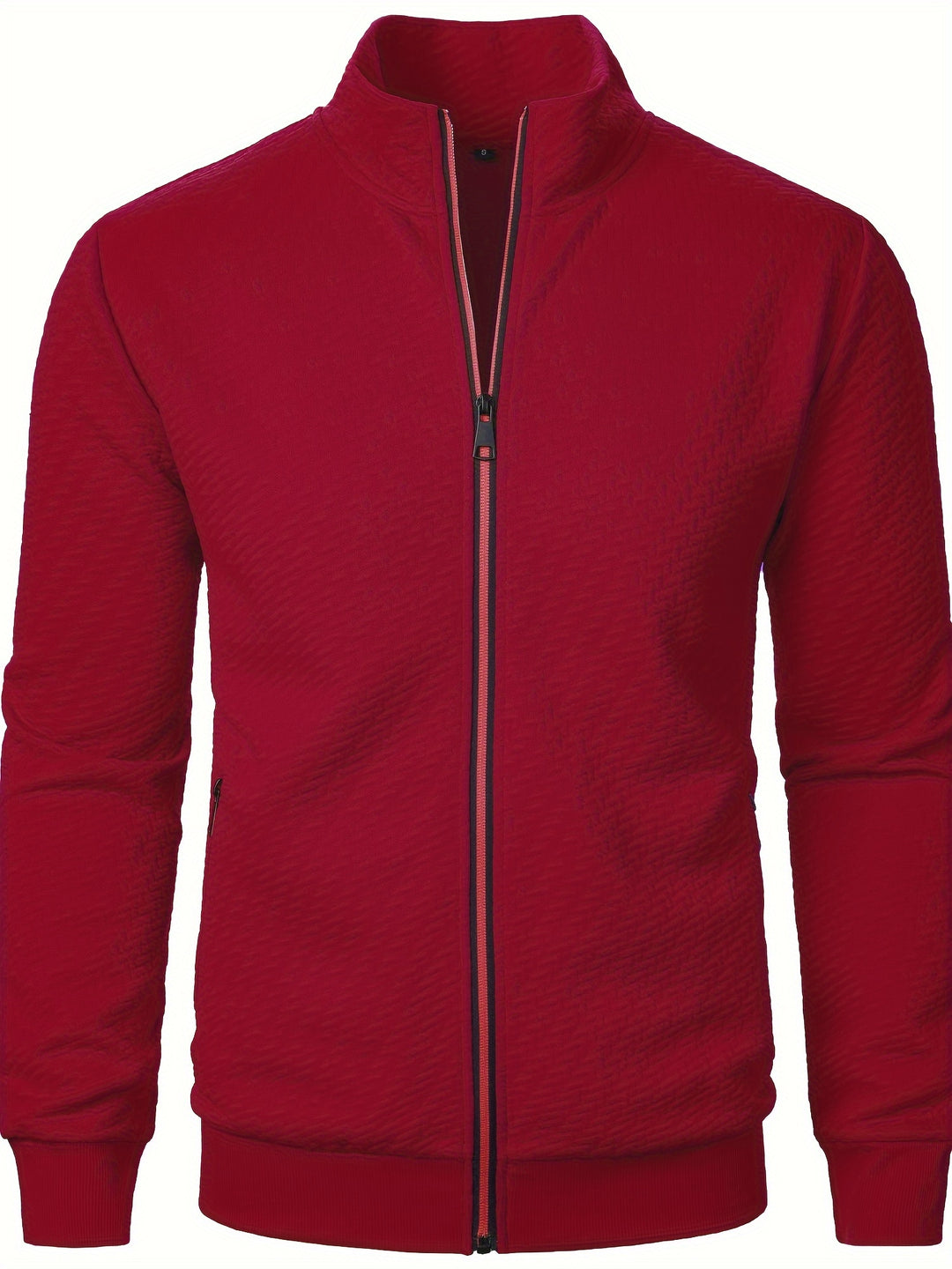 Men's Jacquard Jacket with Stand Collar and Zipper 4