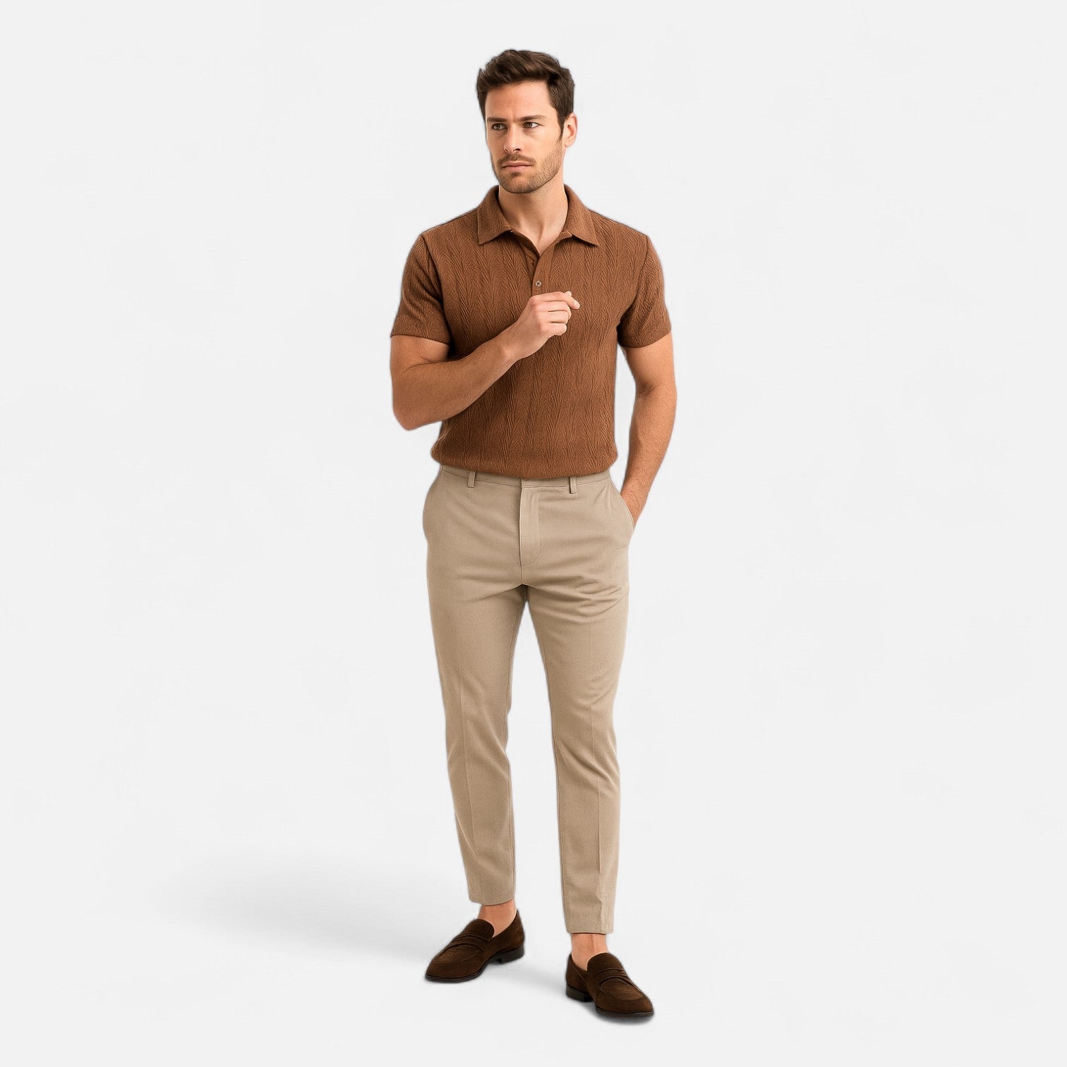 Men's Jacquard Polo Shirt - Casual Elegance and Comfort 4