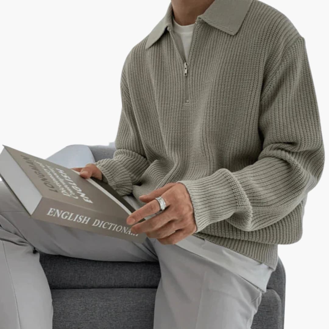 Men's Knit Sweater with Half-Zip Collar 5