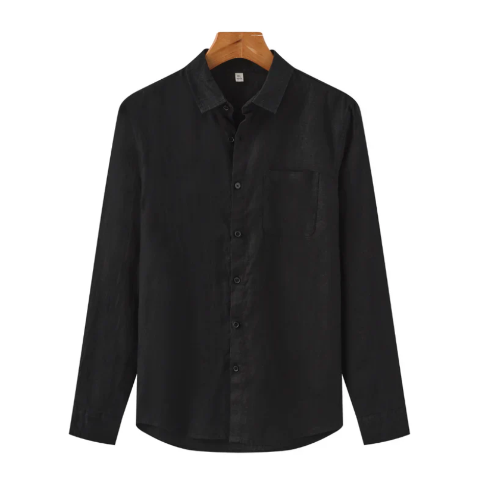 Men's Linen Button-Up Shirt 0