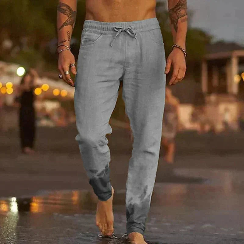Men's Linen Trousers with Adjustable Drawstring Waist 2