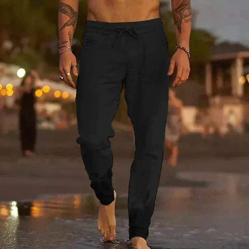 Men's Linen Trousers with Adjustable Drawstring Waist 3