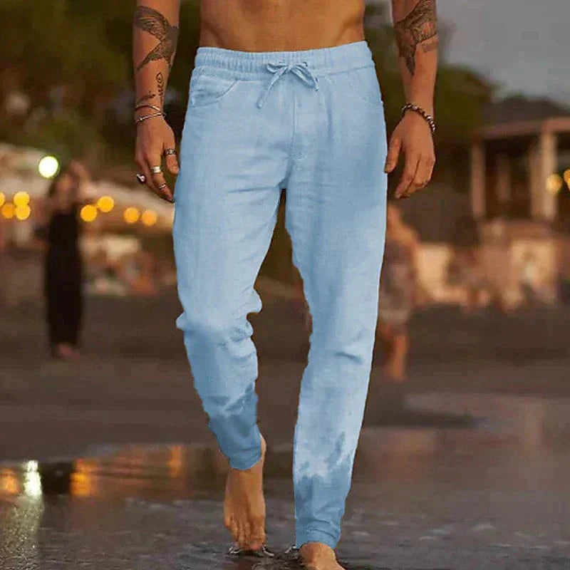 Men's Linen Trousers with Adjustable Drawstring Waist 5