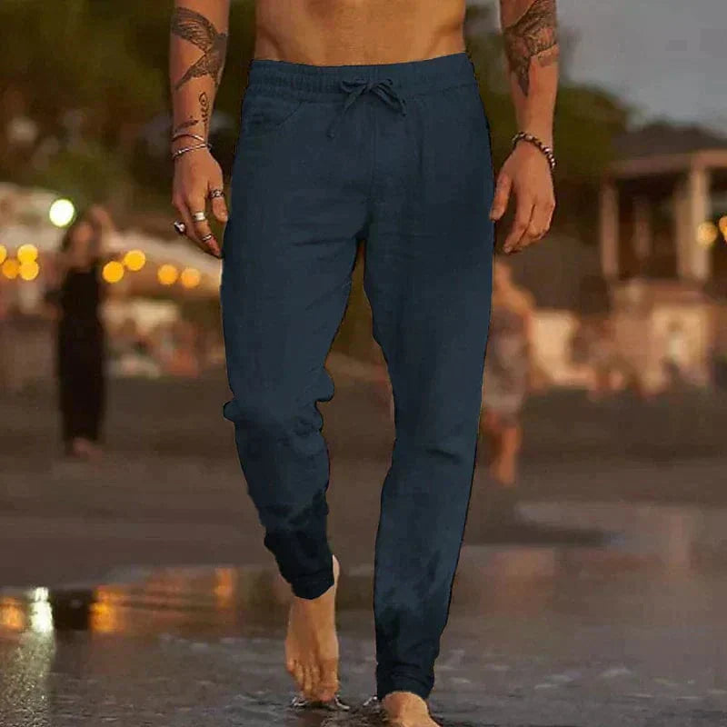 Men's Linen Trousers with Adjustable Drawstring Waist 6