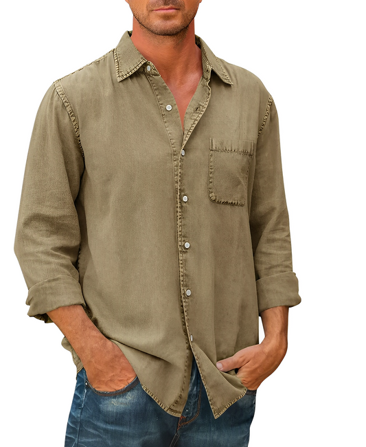 Men's Long Sleeve Denim Shirt Casual Wear 0