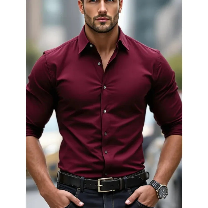 Men's Long Sleeve Elastic Fit Shirt 0