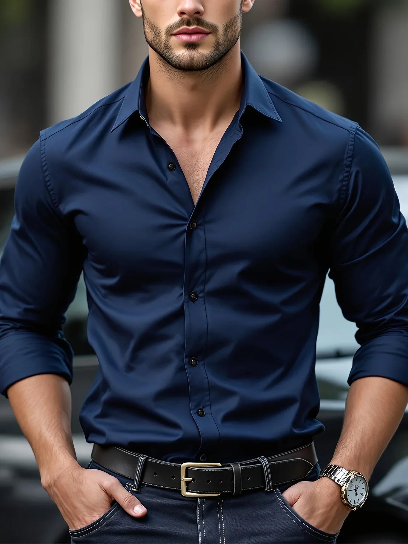 Men's Long Sleeve Elastic Fit Shirt 9