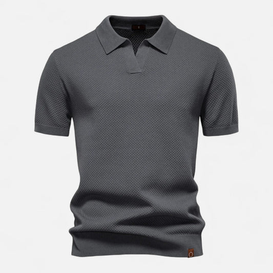 Men's Long Sleeve Knit Polo Shirt - Casual Golf Polos 0