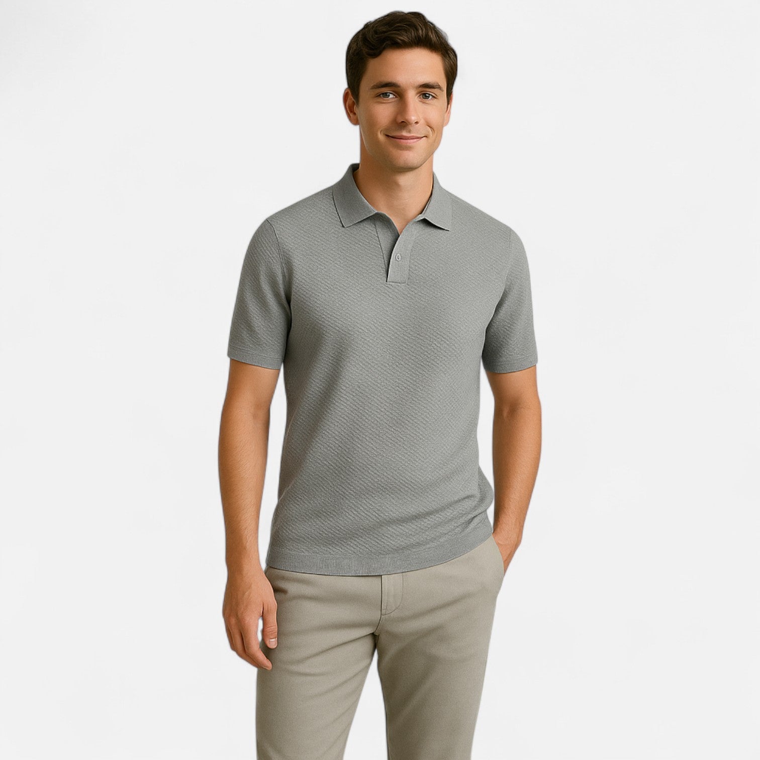 Men's Long Sleeve Knit Polo Shirt - Casual Golf Polos 4