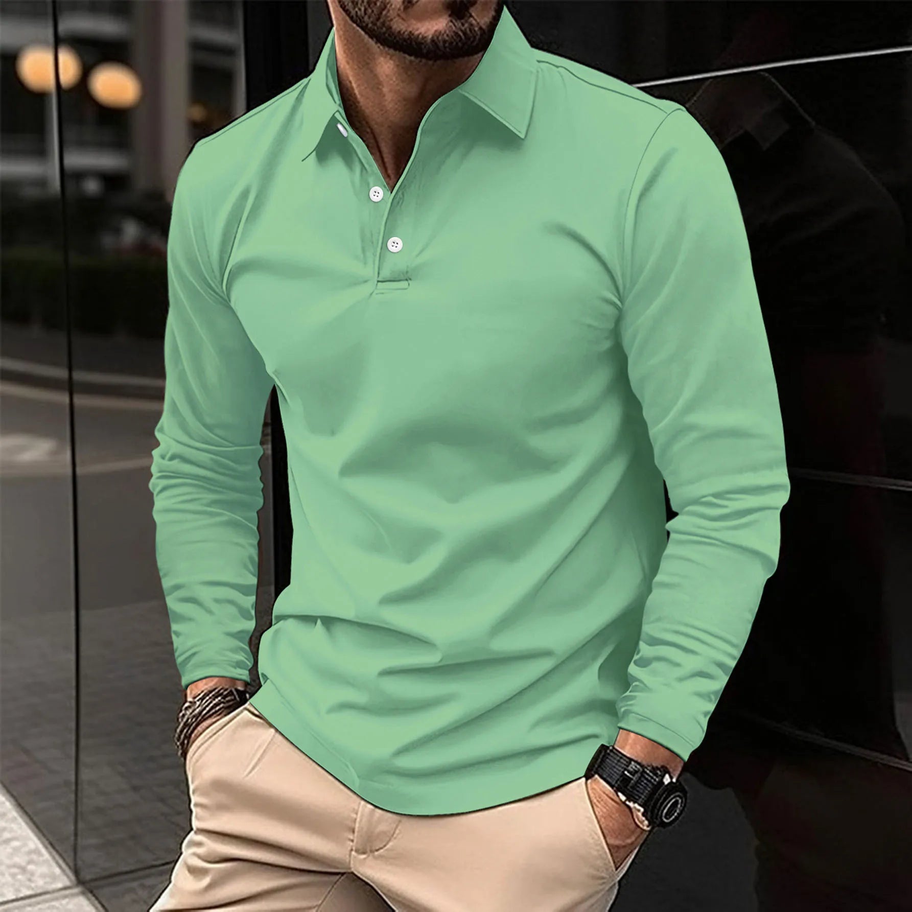 Men's Long Sleeve Polo Shirt - Classic Style and Comfort 4