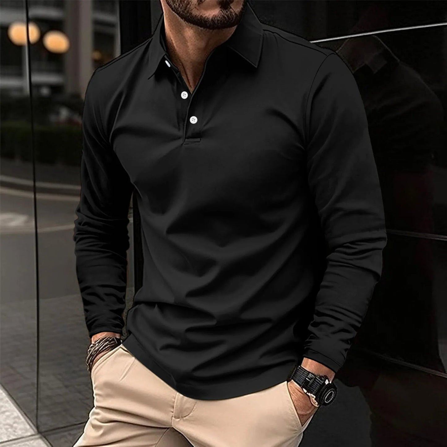 Men's Long Sleeve Polo Shirt - Classic Style and Comfort 5