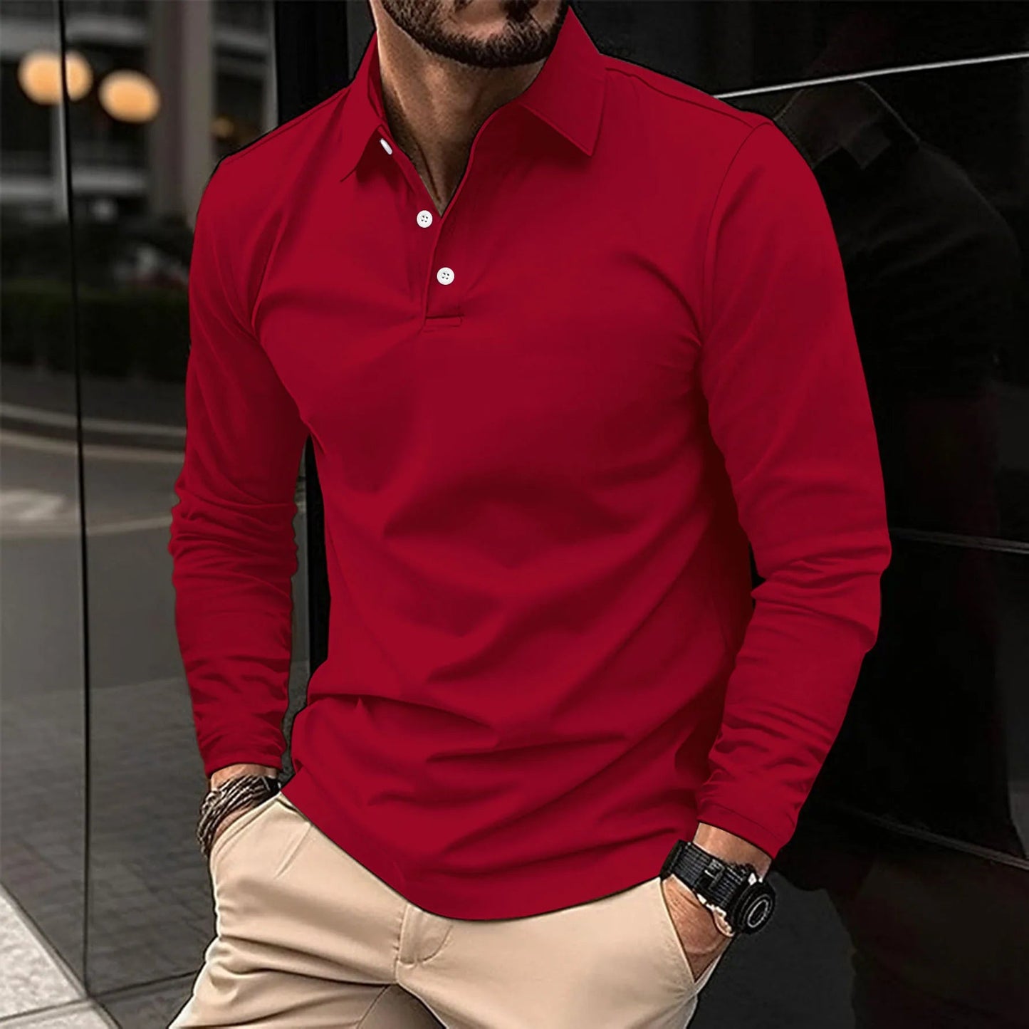 Men's Long Sleeve Polo Shirt - Classic Style and Comfort 6