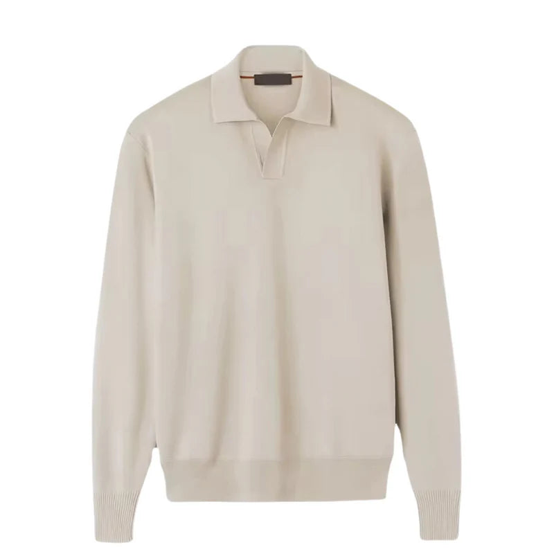 Men's Long Sleeve Polo Shirt - Comfortable Knit Relaxed Fit 0