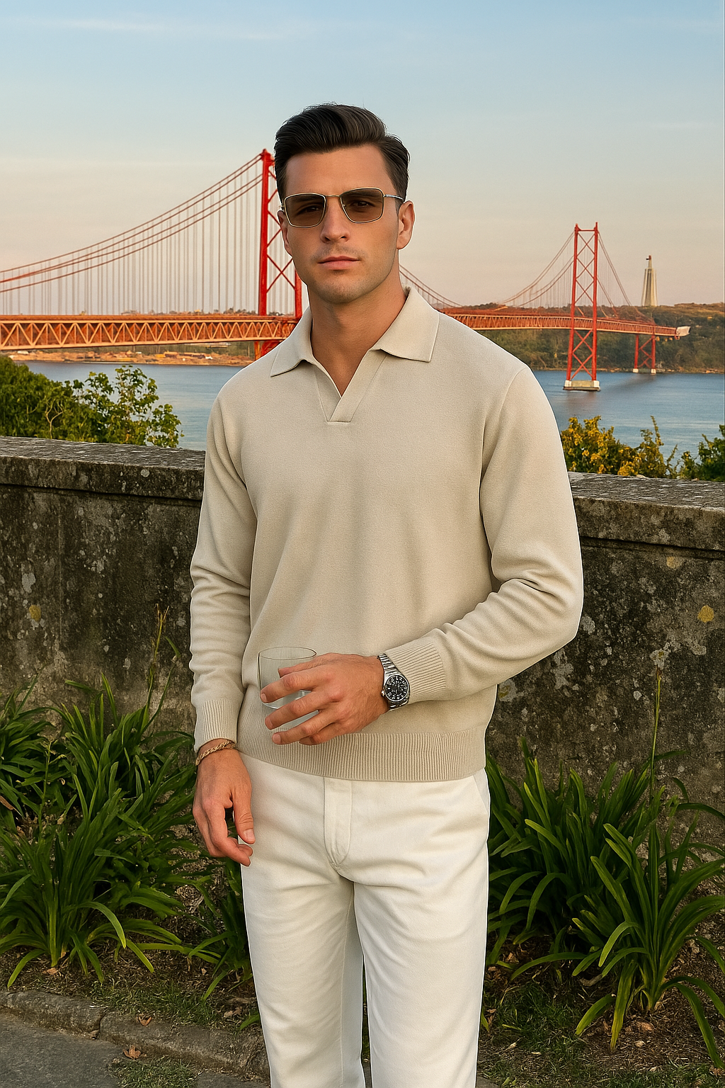 Men's Long Sleeve Polo Shirt - Comfortable Knit Relaxed Fit 1