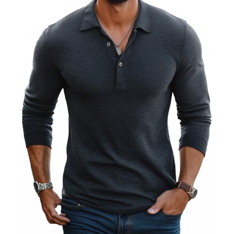 Men's Long Sleeve Polo Shirt - Slim Fit Stylish Design 1