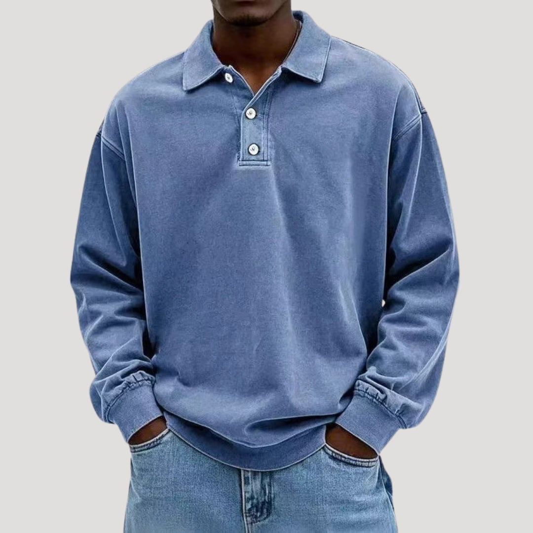 Men's Long Sleeve Polo Shirt for Comfortable Layering 1