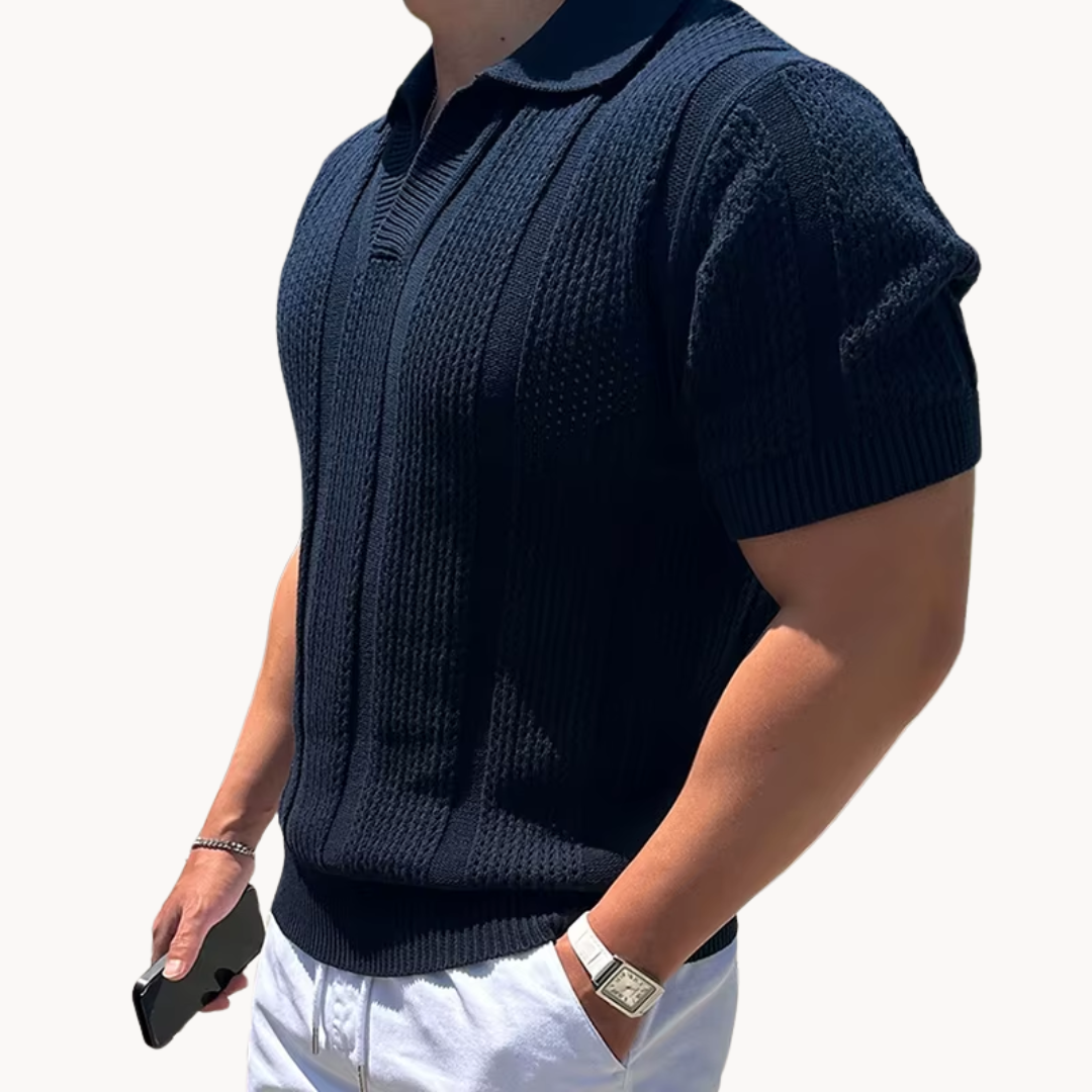 Men's Open Collar Mesh Shirt - Breathable Slim Fit Shirt 1