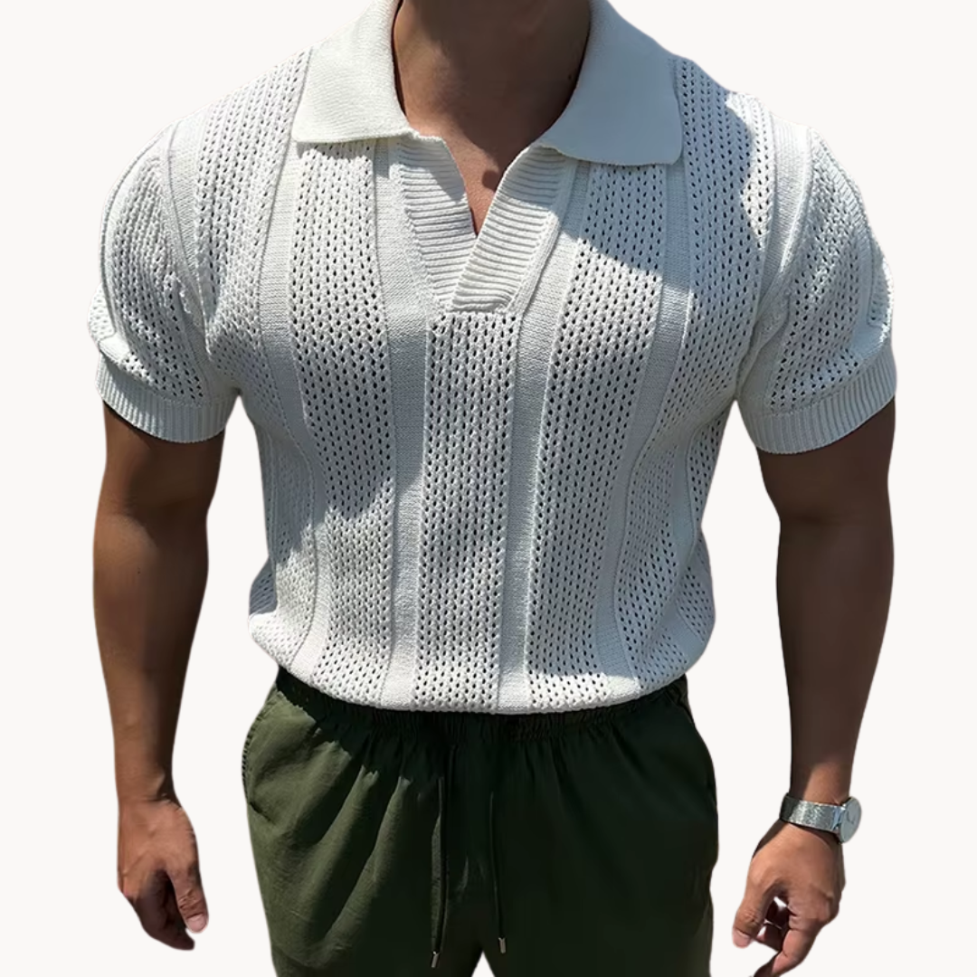 Men's Open Collar Mesh Shirt - Breathable Slim Fit Shirt 2