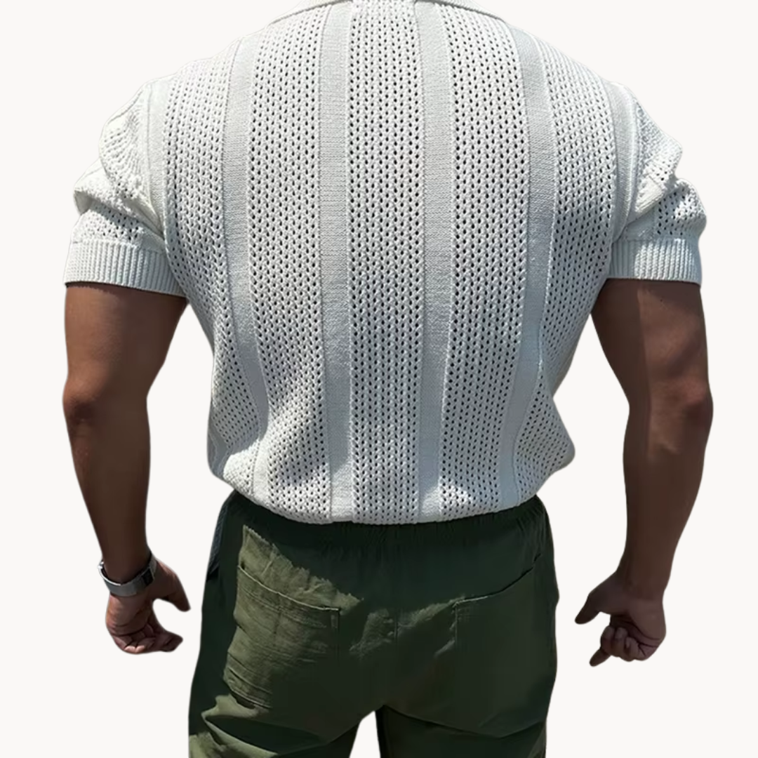 Men's Open Collar Mesh Shirt - Breathable Slim Fit Shirt 5