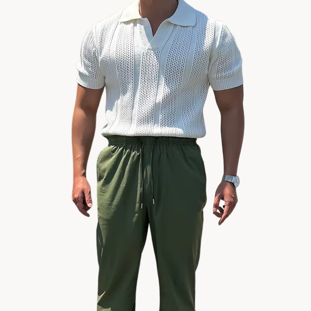 Men's Open Collar Mesh Shirt - Breathable Slim Fit Shirt 6