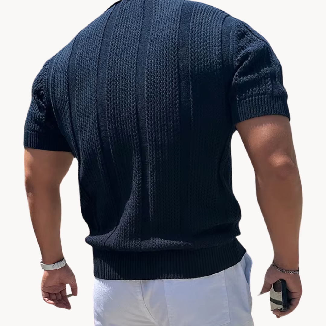 Men's Open Collar Mesh Shirt - Breathable Slim Fit Shirt 8