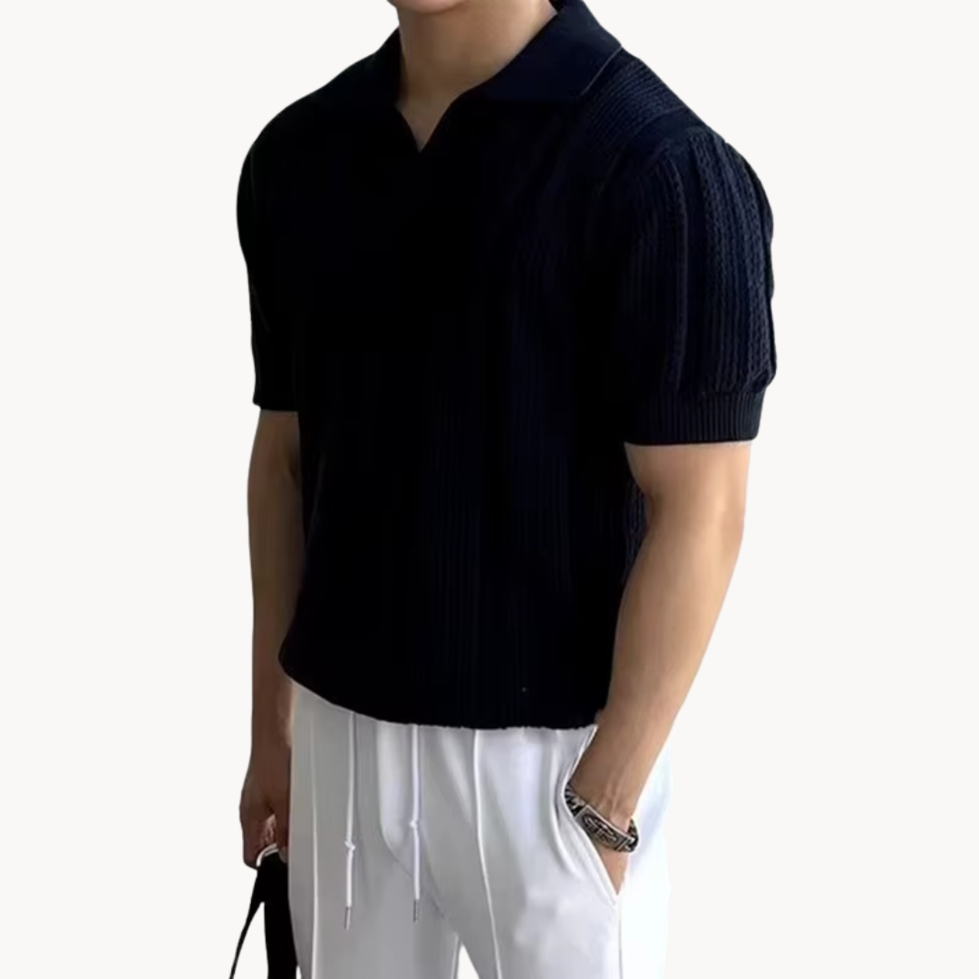 Men's Open Collar Mesh Shirt - Breathable Slim Fit Shirt 9
