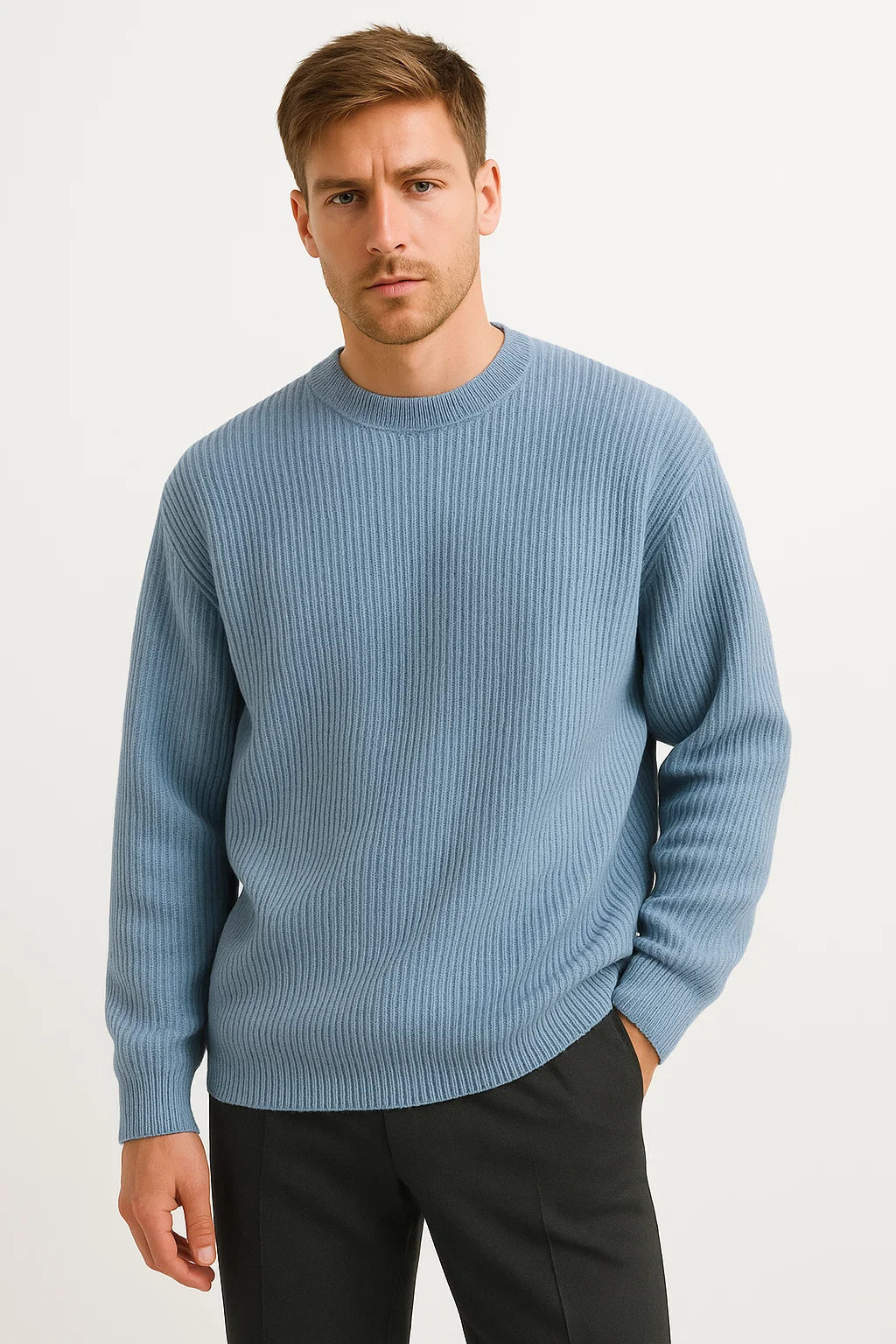 Men's Oversized Knitted Sweater with Ribbed Design 6