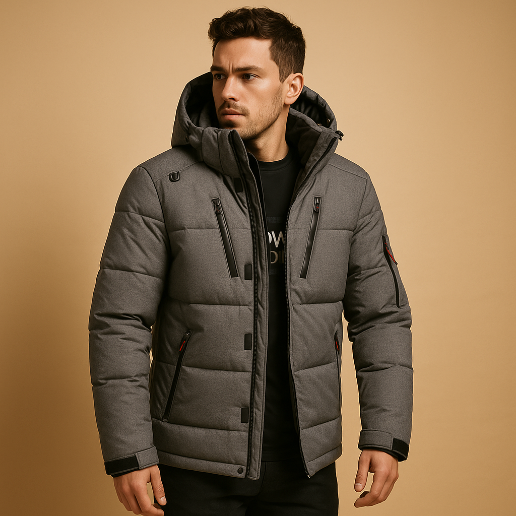 Men's Parka Jacket with Removable Hood for Winter Warmth 1