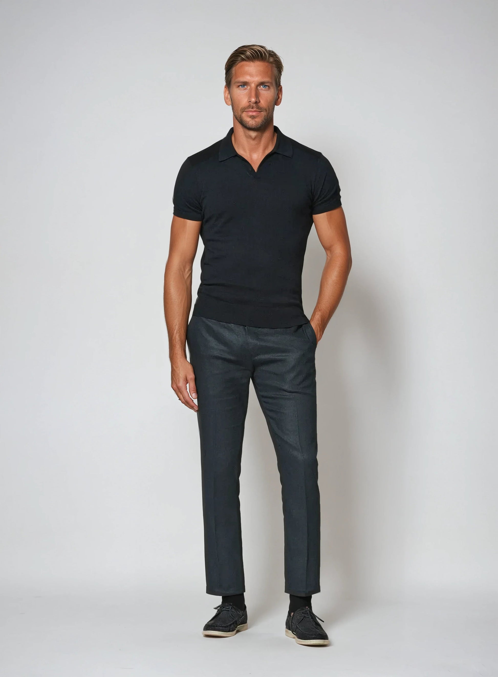 Men's Polo Shirt - Buttonless Knitted Design for Comfort 2