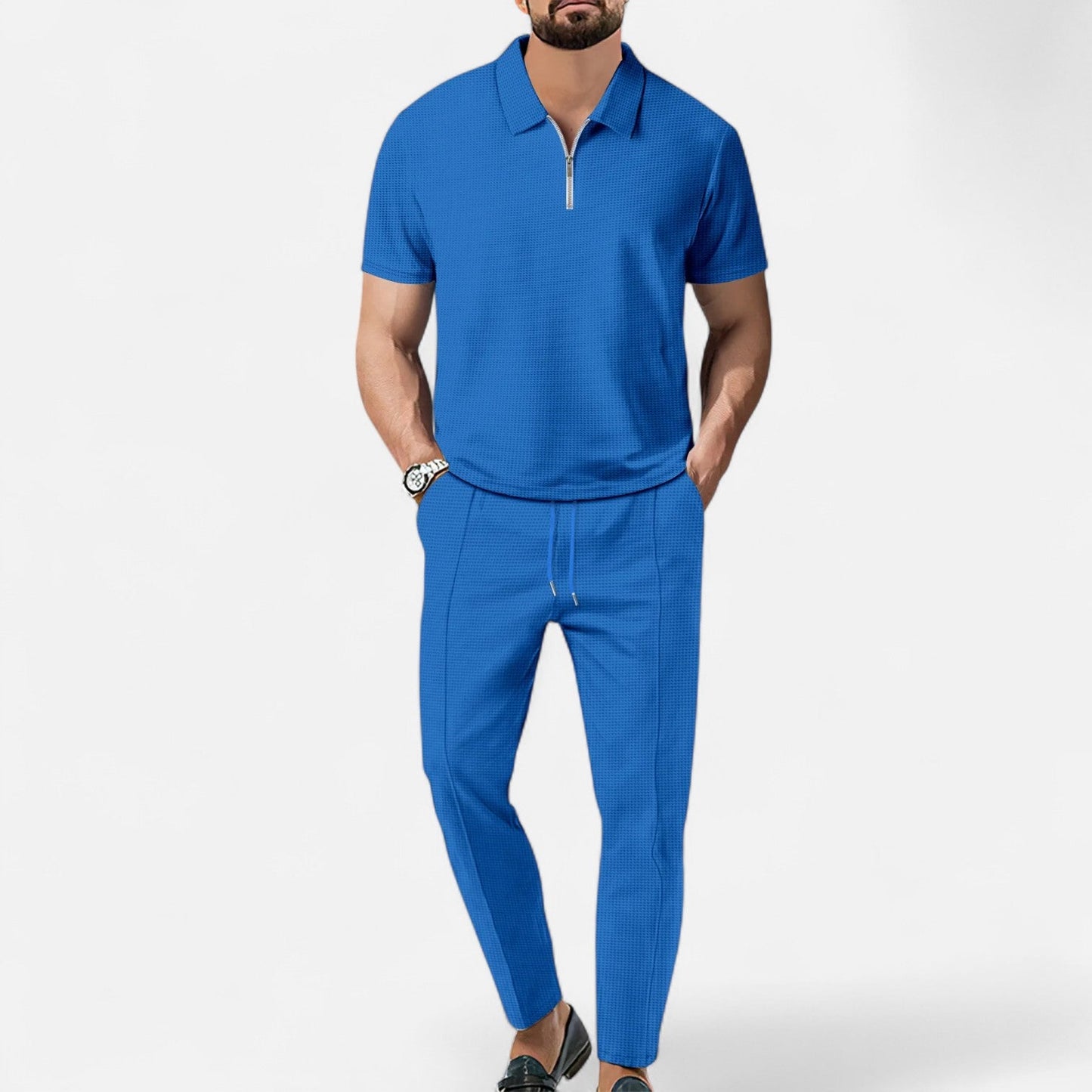 Men's Polo Shirt and Trouser Set - Casual Comfort Outfit 0