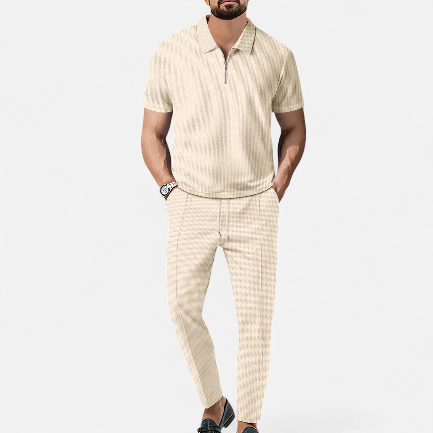 Men's Polo Shirt and Trouser Set - Casual Comfort Outfit 3