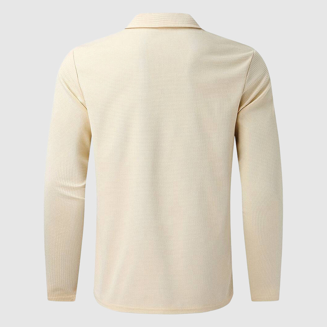 Men's Quarter Zip Sweater - Waffle Knit Long Sleeve Casual Wear 6