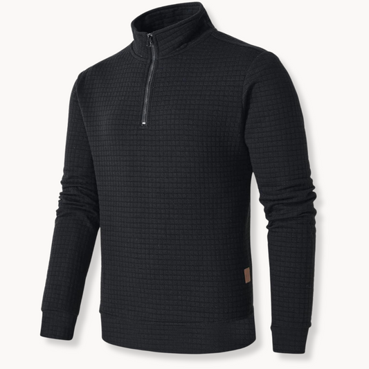 Men's Quarter Zip Sweater with Distinctive Pattern 0